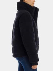S13 Women's Lily Sherpa Stand-Collar Puffer Coat Large Solid Black