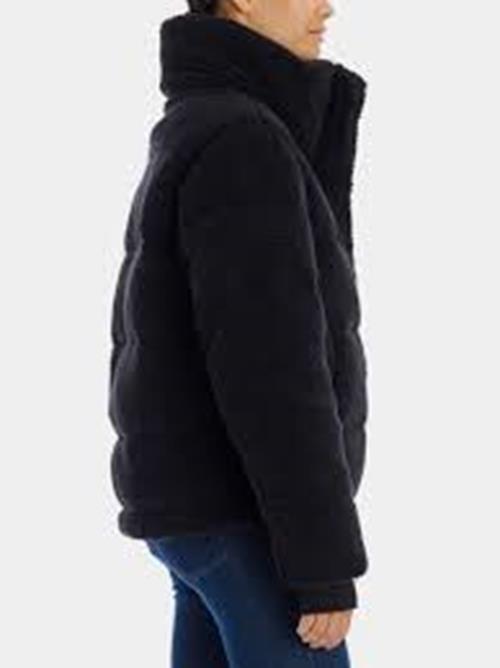 S13 Women's Lily Sherpa Stand-Collar Puffer Coat Large Solid Black