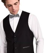 Calvin Klein Mens Slim fit Button-Up Tuxedo Vest Small Black Solid Stretch