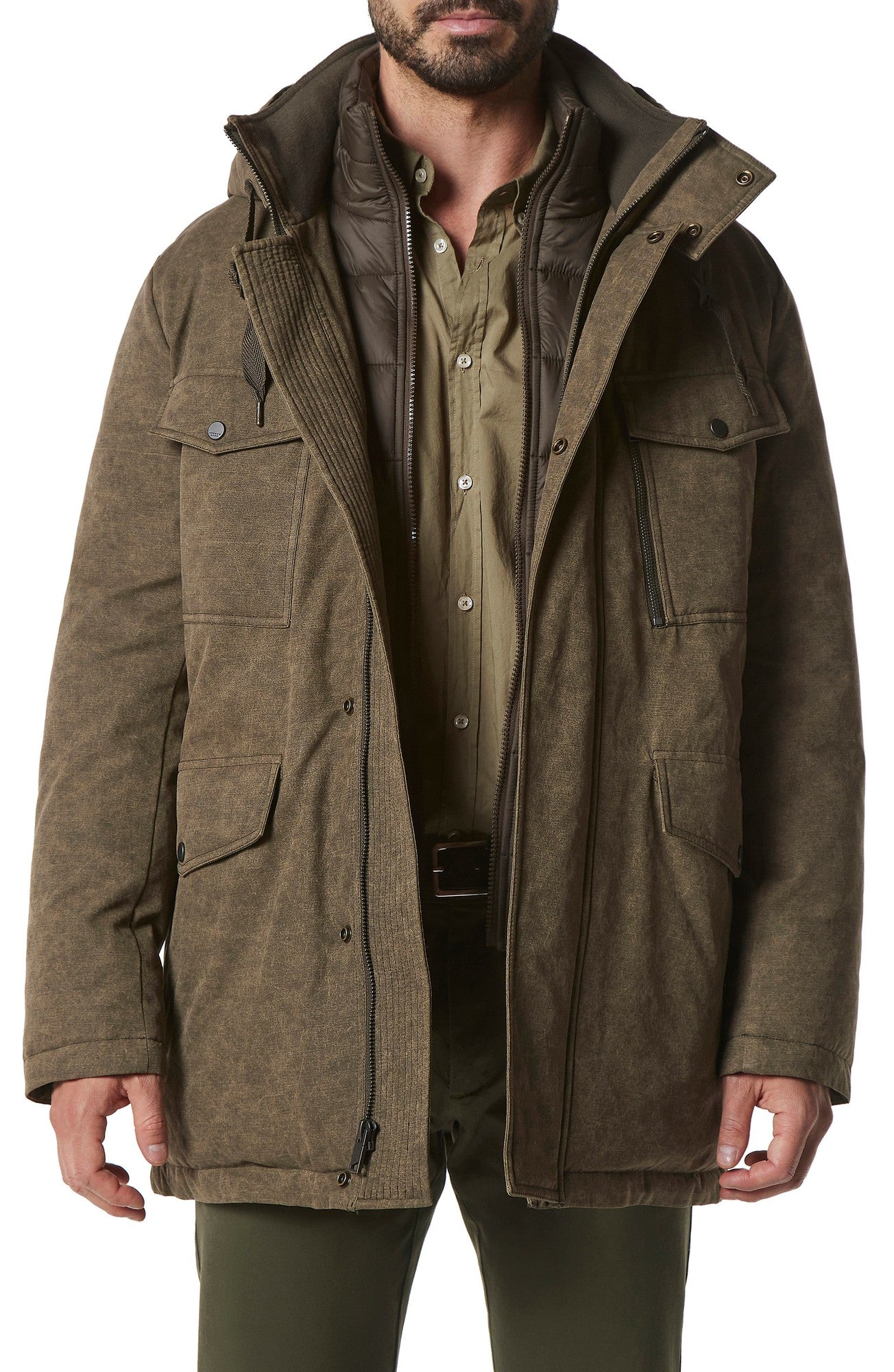 Marc New York Men's Yukon Stone Wash Parka Coat Jacket Green Medium