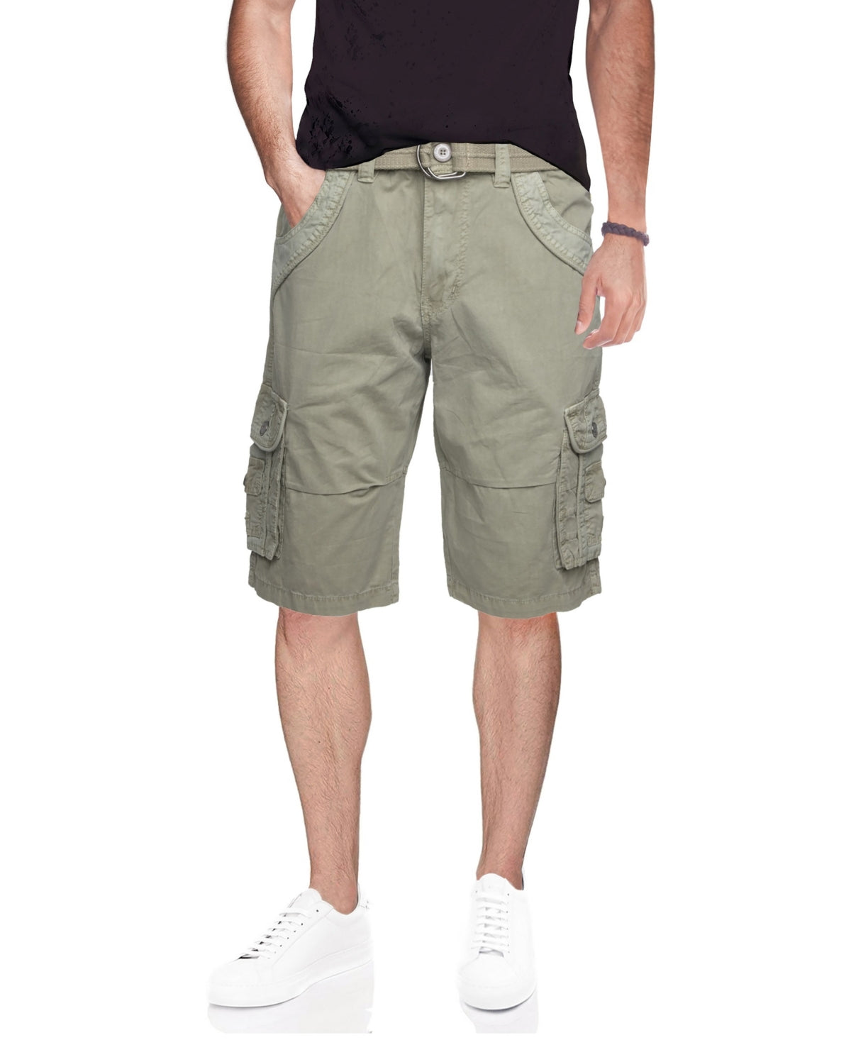 X RAY Men's 12 5 Long Cotton Cargo Shorts Green 30
