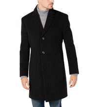 Nautica Regular Fit Wool Cashmere Blend Solid Overcoat Coat 42S Charcoal Grey