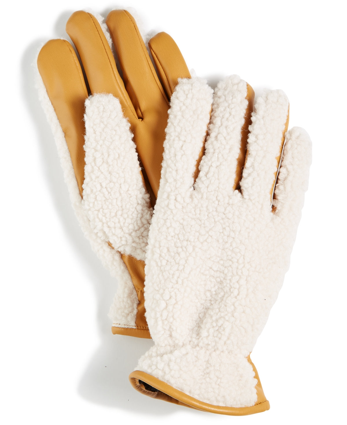 Sun Stone Mens Two Tone Faux Fur Gloves Yellow Small