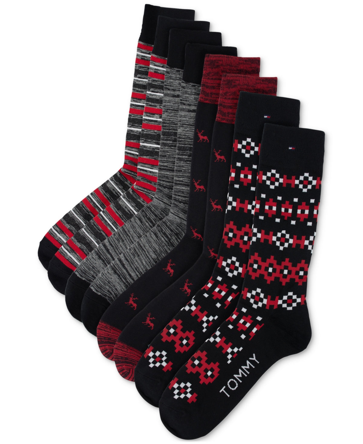 Tommy Hilfiger Mens 4 Pk. Holiday Crew Socks Oxford One Size