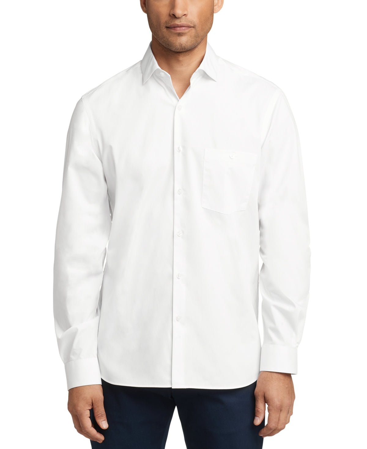 Van Heusen Men Slim fit Dress Shirt Shirt Large 16-16.5 34-35 White Solid