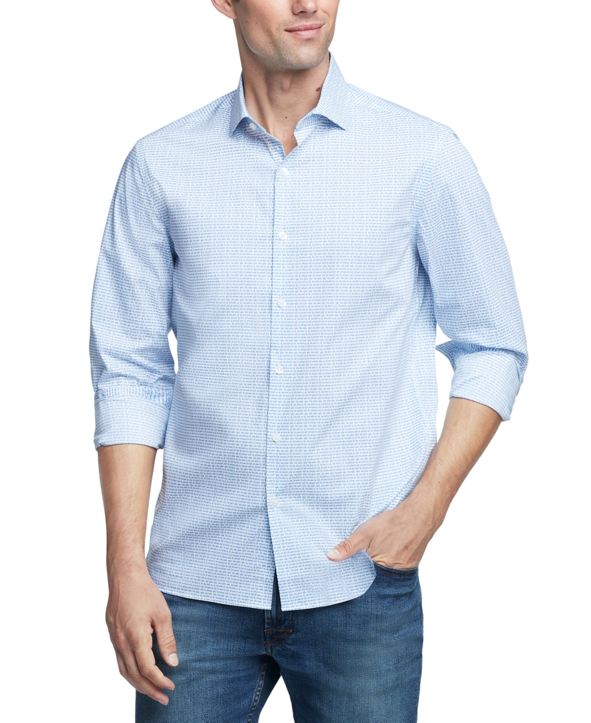 Van Heusen Men's Slimfit Nevertuck Dress Shirt Blue 15 15.5
