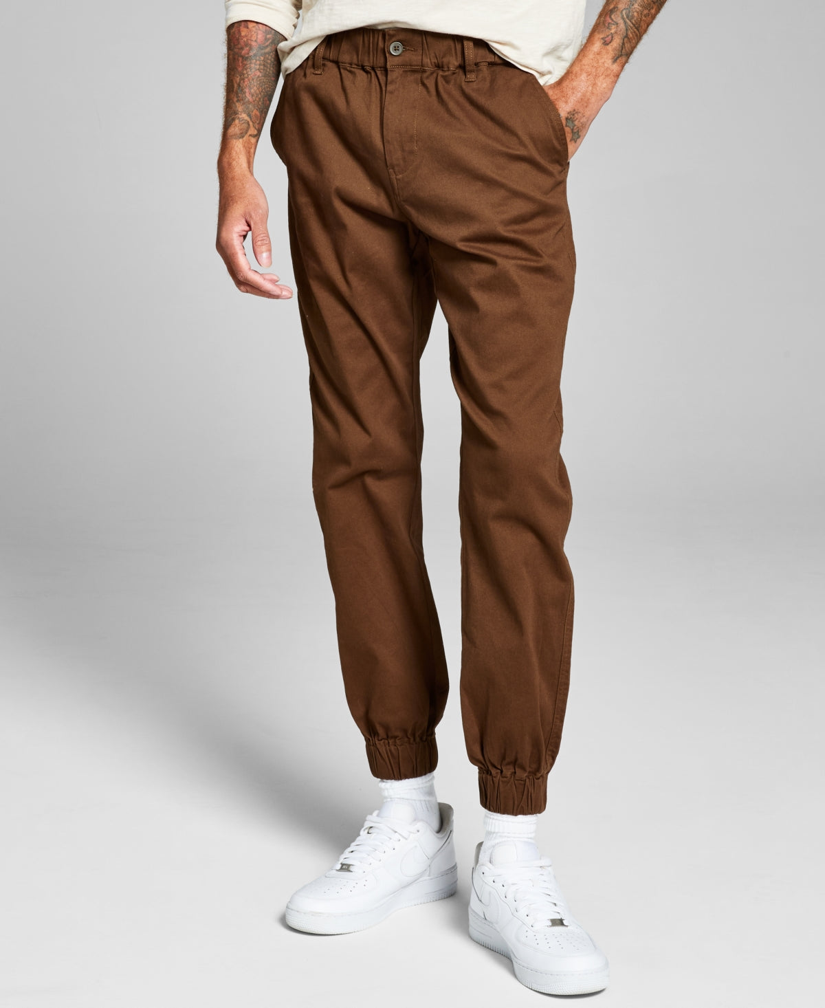 And Now This Men's Button front Jogger Pants Brown 2XL