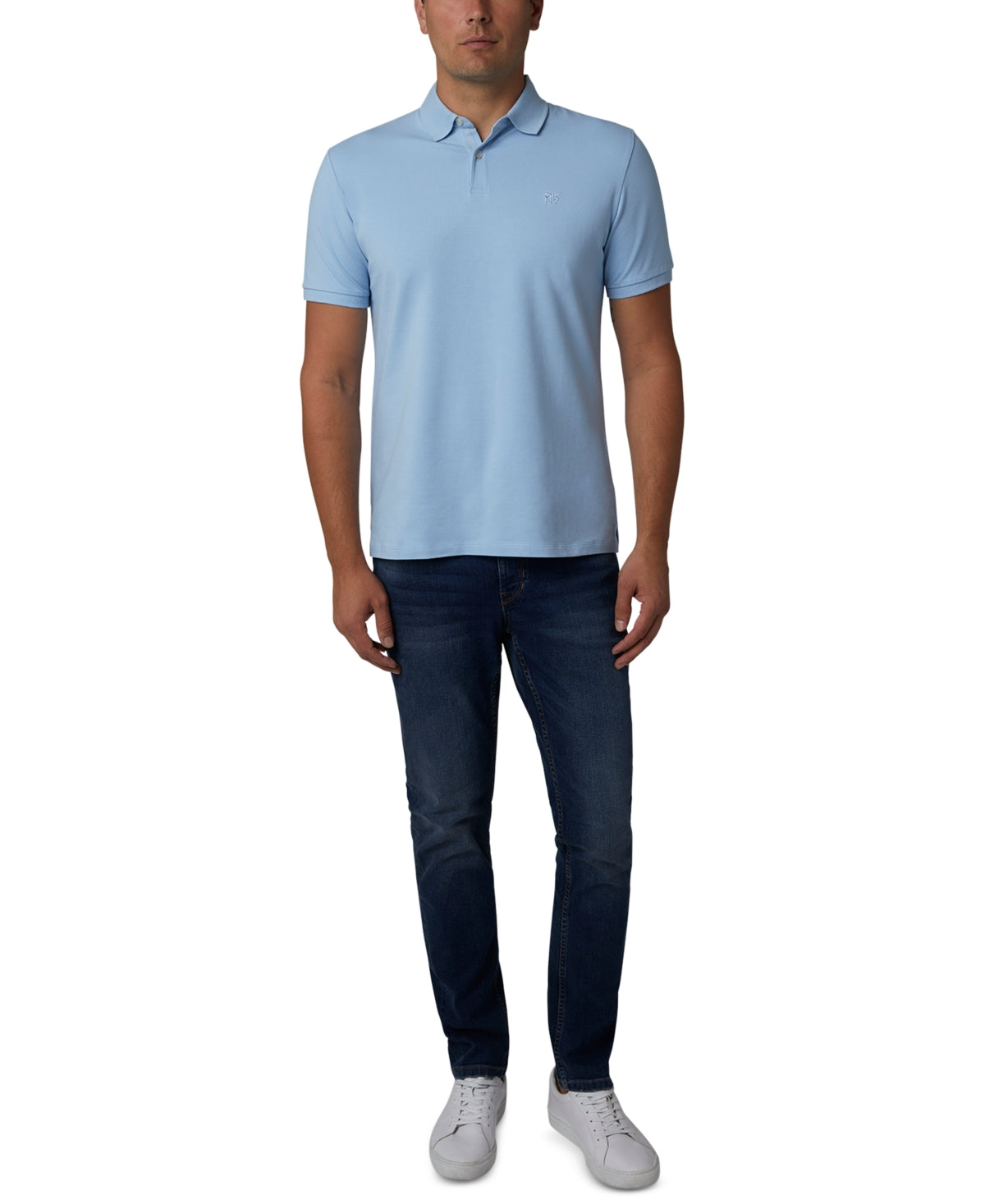 Dkny Men's Essential Short Sleeve Polo Shirt Cerulean Blue Small
