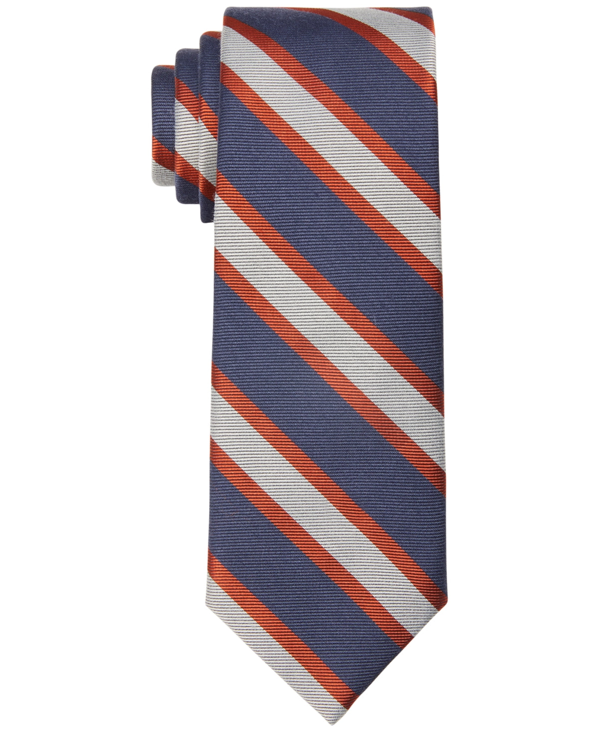 Tommy Hilfiger Mens Silk Blend Striped Tie Orange Necktie