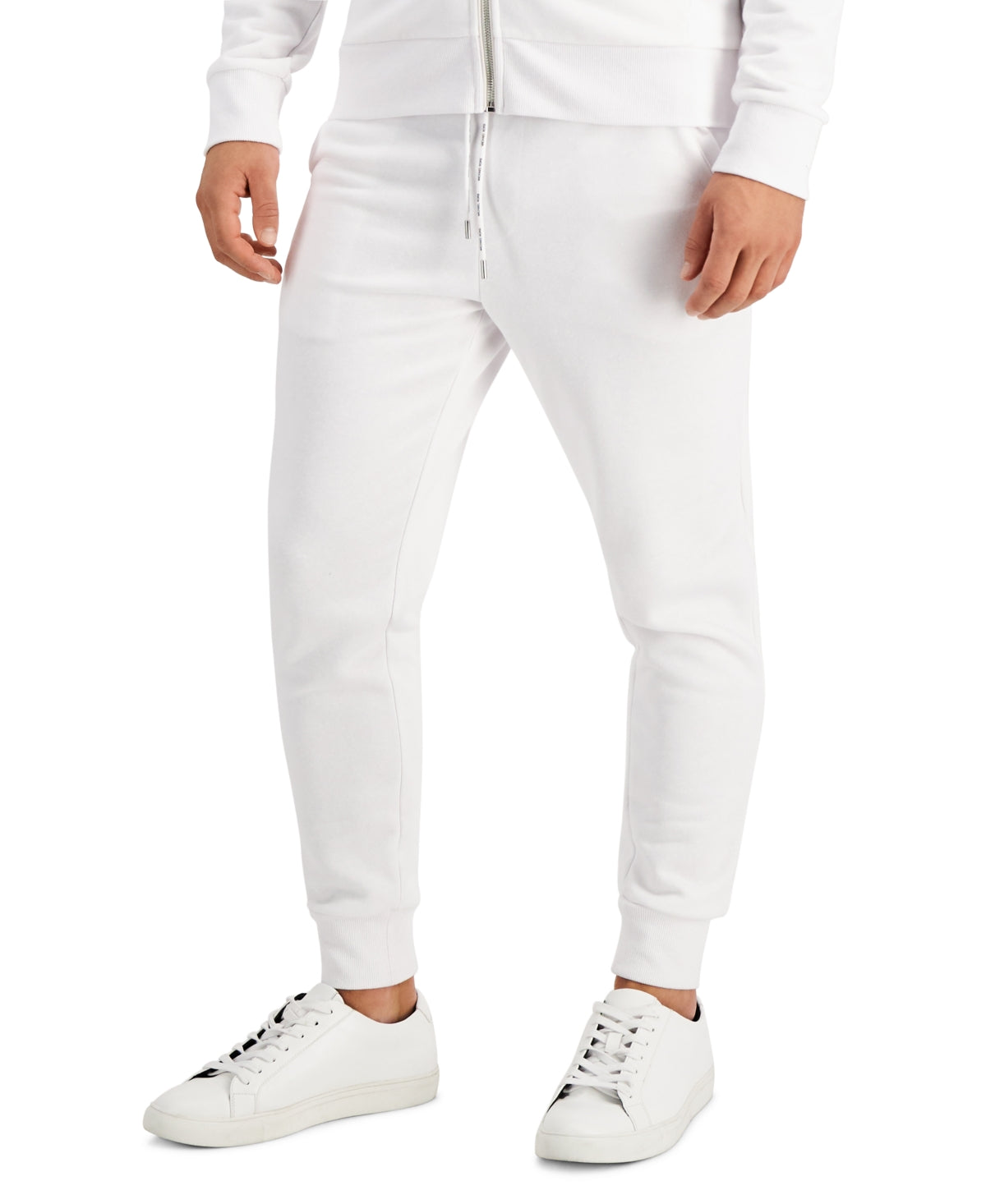 Michael Kors Mens Heathered Fleece Jogger Sweatpants White Large