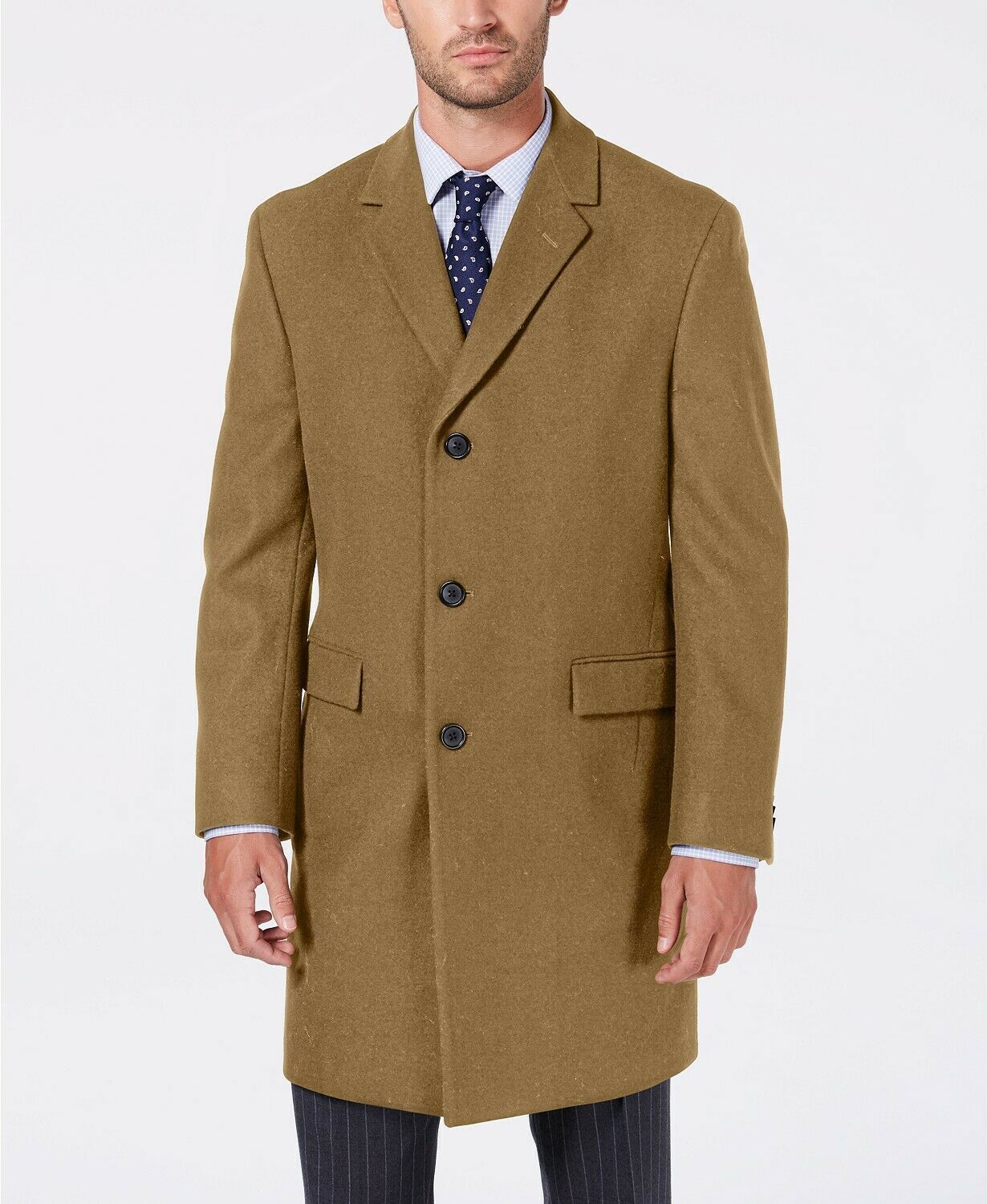 Nautica Men's Classic Regular Fit Batten Overcoat Coat 40S Dark Camel