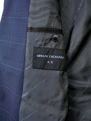 AX Armani Exchange Mens Slim Fit Blue Shadow Plaid Blazer 42S