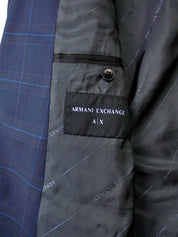 AX Armani Exchange Men's Slim-Fit Plaid Suit Jacket 40S Navy Blue