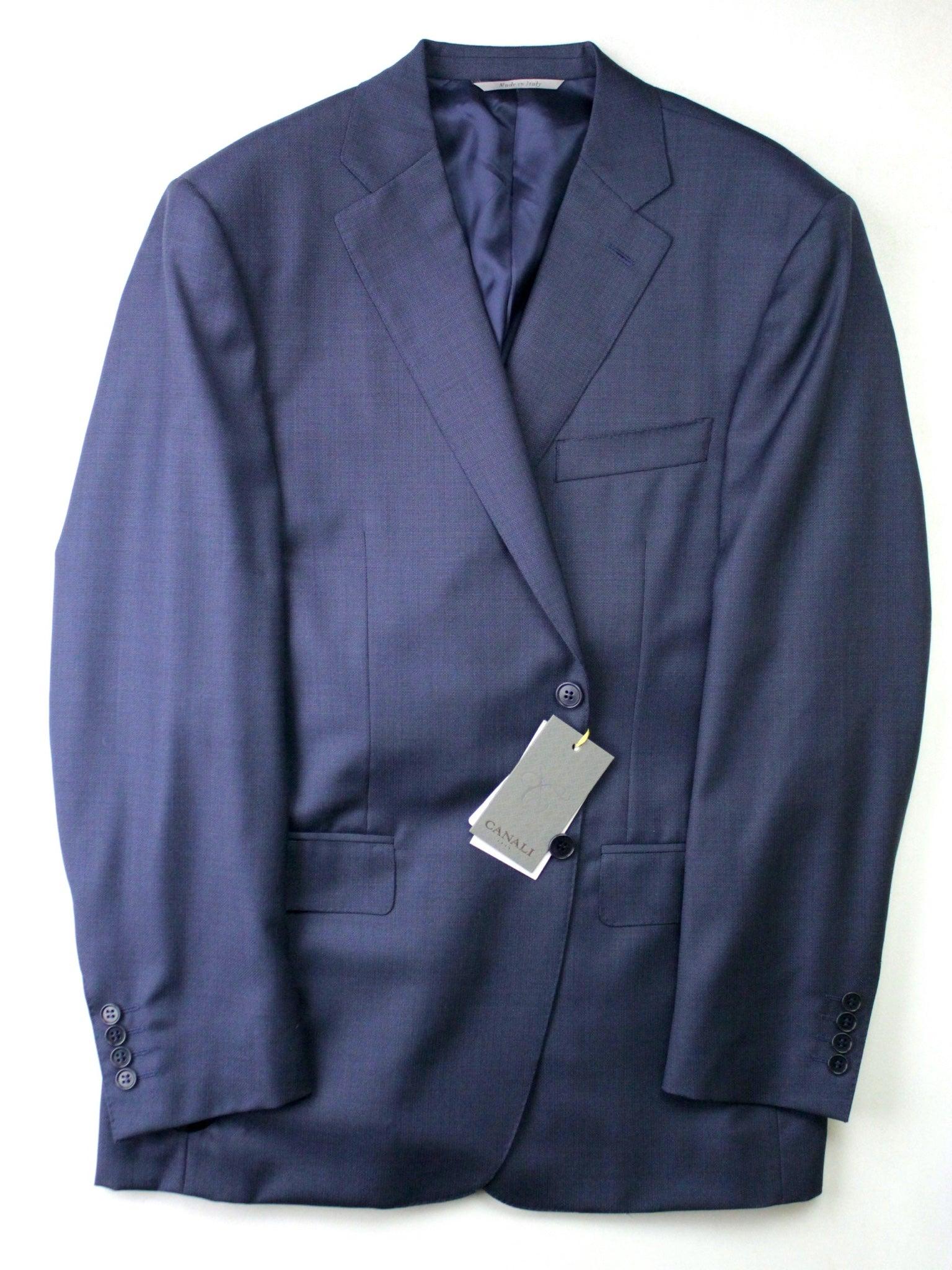 Canali Mens Capri Navy Melange Suit Jacket 54L IT / 44L Blue