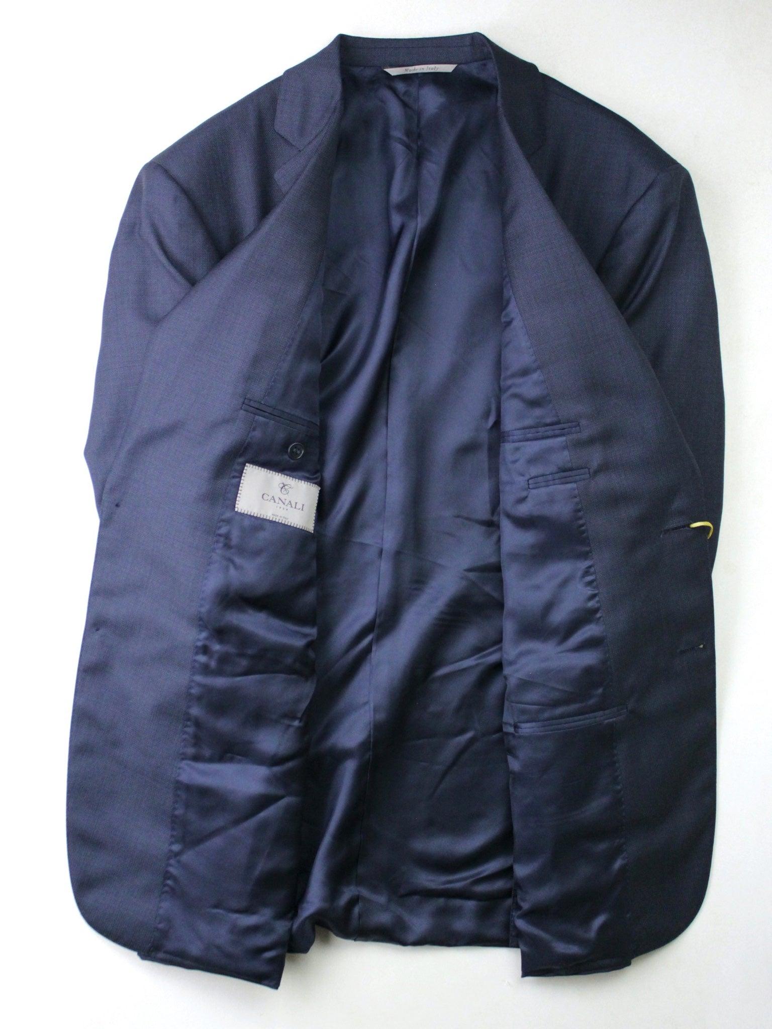 Canali Mens Capri Navy Melange Suit Jacket 54L IT / 44L Blue