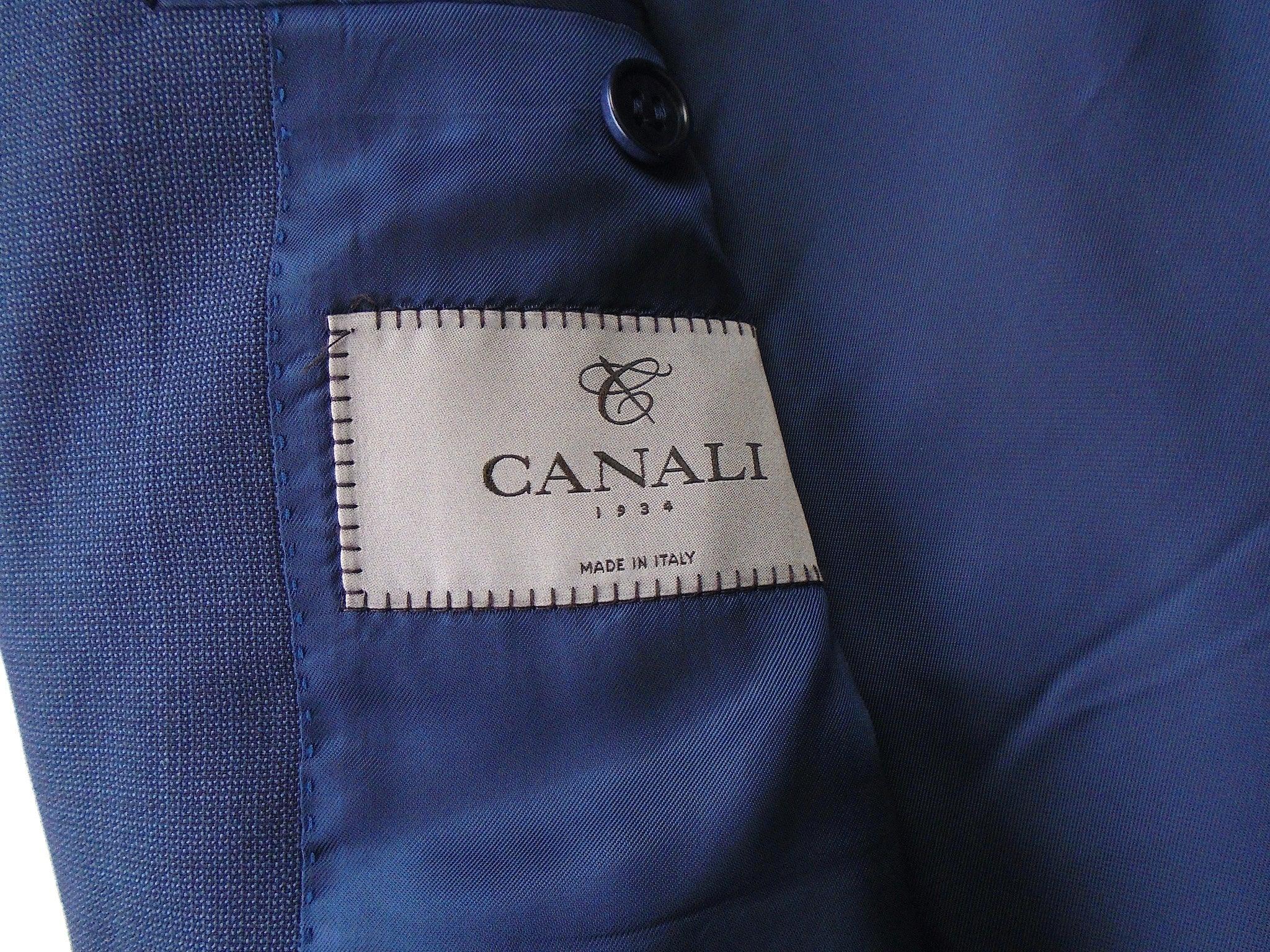 Canali Mens Capri Navy Melange Suit Jacket 54L IT / 44L Blue