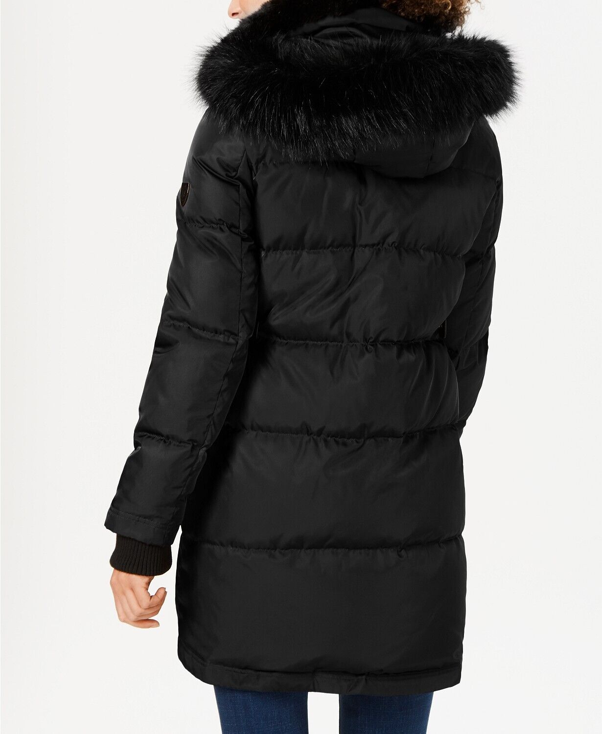 Vince Camuto Womens Faux-Fur-Trim Down Puffer Coat XXL Black