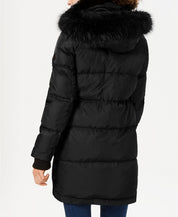 Vince Camuto Womens Faux-Fur-Trim Down Puffer Coat XXL Black