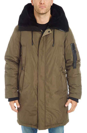 Vince Camuto Men's Smooth Long Hooded Parka Coat XL Taupe
