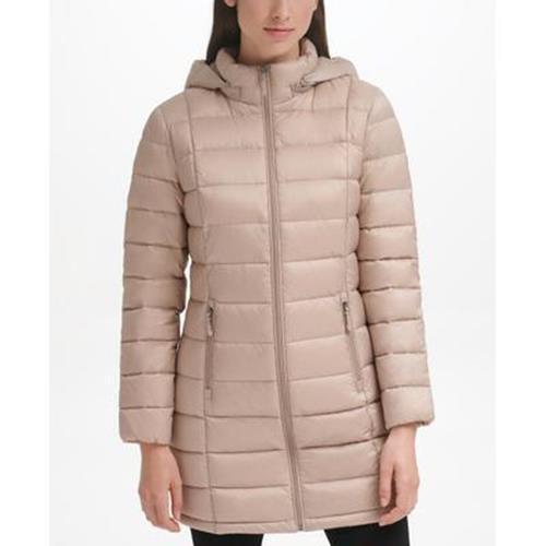 Charter Club Women's Down Puffer Coat XS Packable Hooded Sand Beige Tan