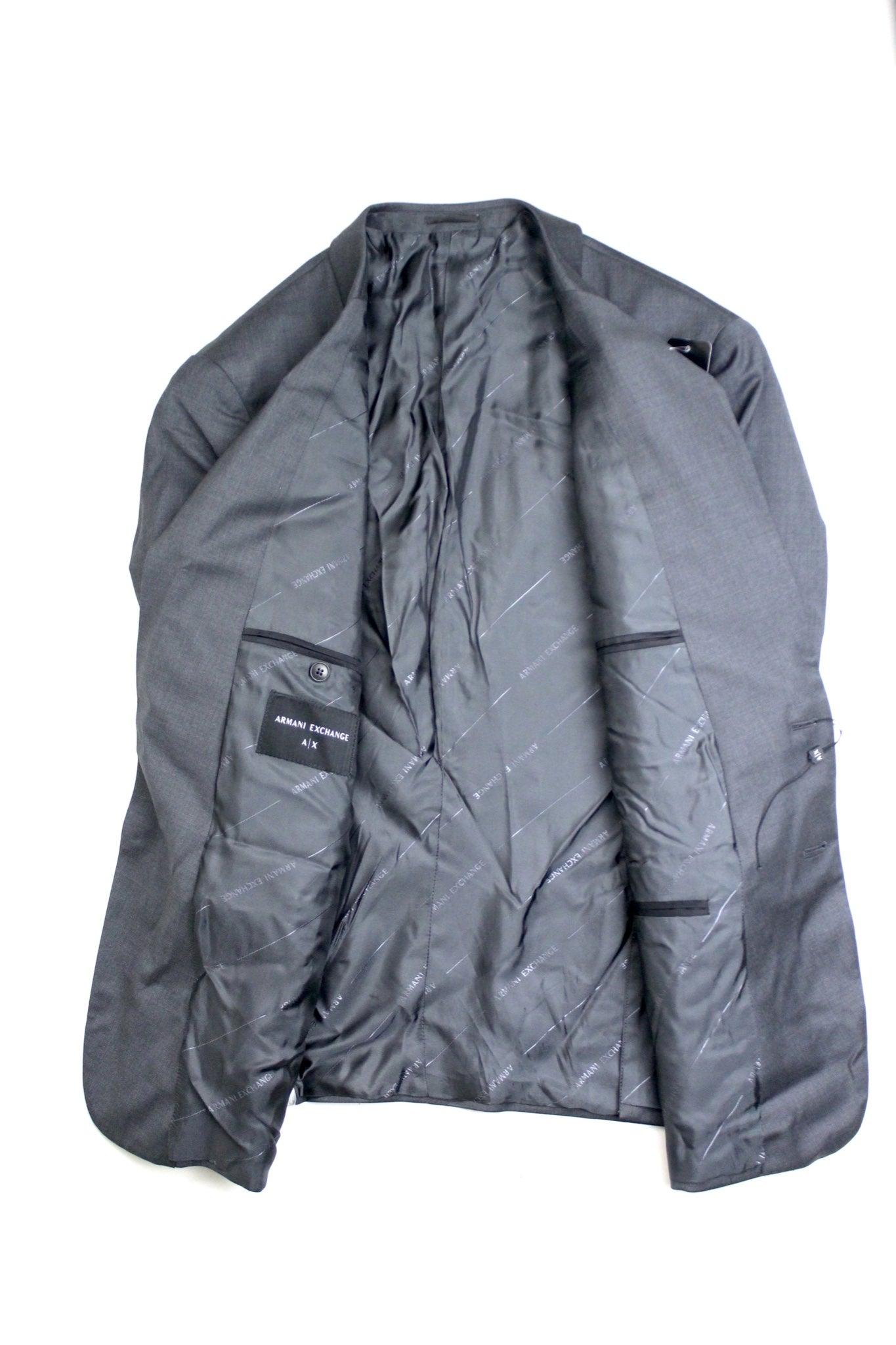 A|x Armani Exchange Mens Slim fit Suit Jacket Blazer 38 R Grey Solid