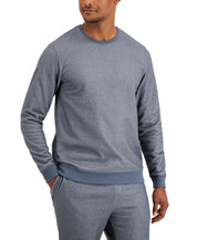 Alfani Men's Fleece Long Sleeve Pajama Shirt Grey White Large