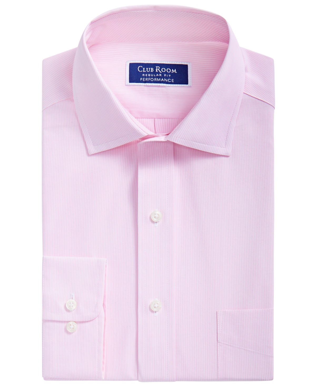 Club Room Men's Regular Fit Cotton Stripe Dress Shirt Pink 18 34 35
