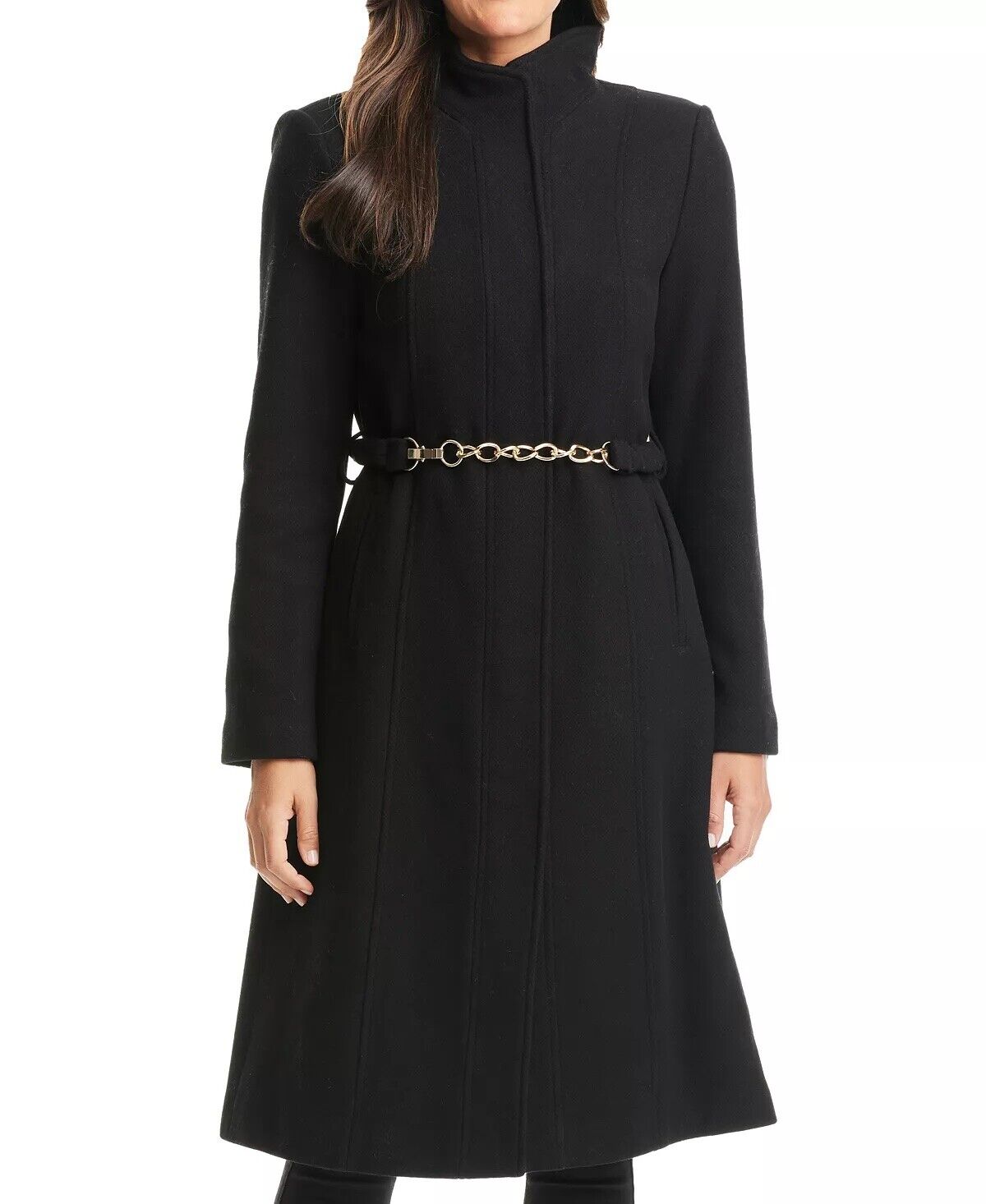 VINCE CAMUTO Women's Maxi Coat Black Small NO BELT Wool