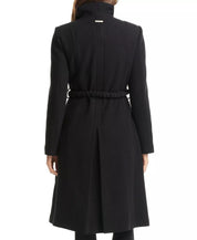 VINCE CAMUTO Women's Chain Belted Maxi Coat Black Medium Wool