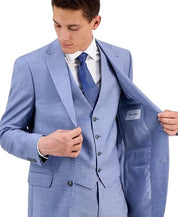 Calvin Klein Mens Slim fit Wool Suit Jacket Blazer 40 L Light Blue Solid Stretch