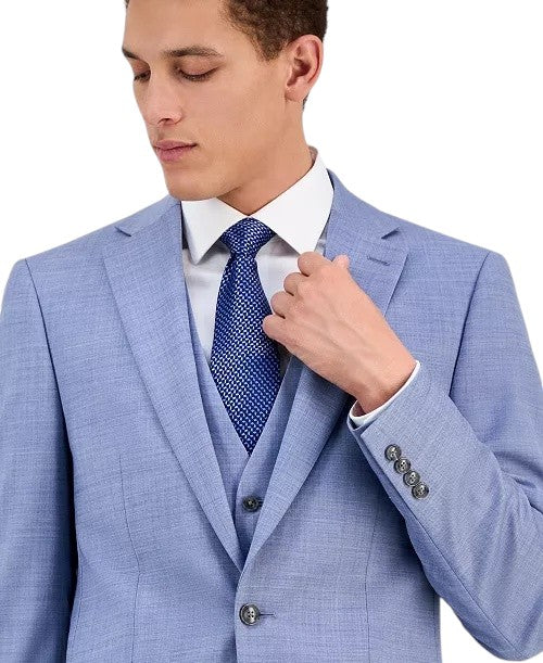 Calvin Klein Mens Slim fit Wool Suit Jacket Blazer 40 L Light Blue Solid Stretch