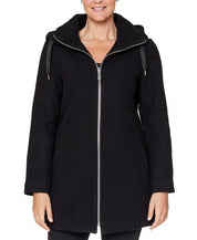 Vince Camuto Women's Fleece-Lined Hooded Coat Small Black