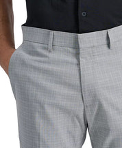 Kenneth Cole Mens Slim fit Dress Pants 29 / 32 Light Grey Plaid Stretch