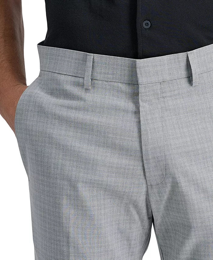 Kenneth Cole Mens Slim fit Dress Pants 29 / 32 Light Grey Plaid Stretch