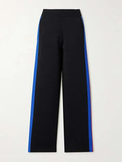 WALES BONNER Mens Wide Leg Track Pants Size Medium Black / Multi Color Striped