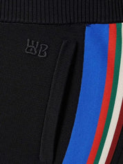 WALES BONNER Mens Wide Leg Track Pants Size Medium Black / Multi Color Striped