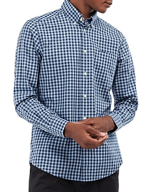 Barbour Men's Merryton Tailored Long Sleeve Gingham Button Down Shirt Blue XXL