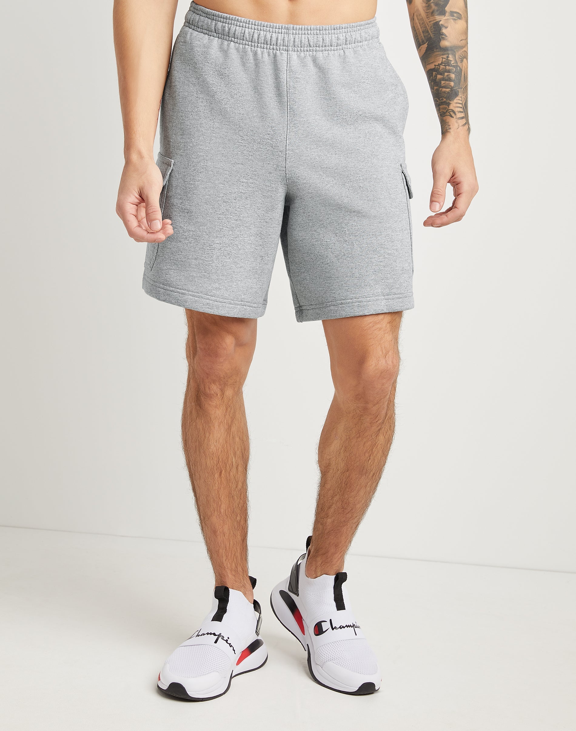 Champion Mens 8" Powerblend Cargo Shorts Oxford Grey 2XL