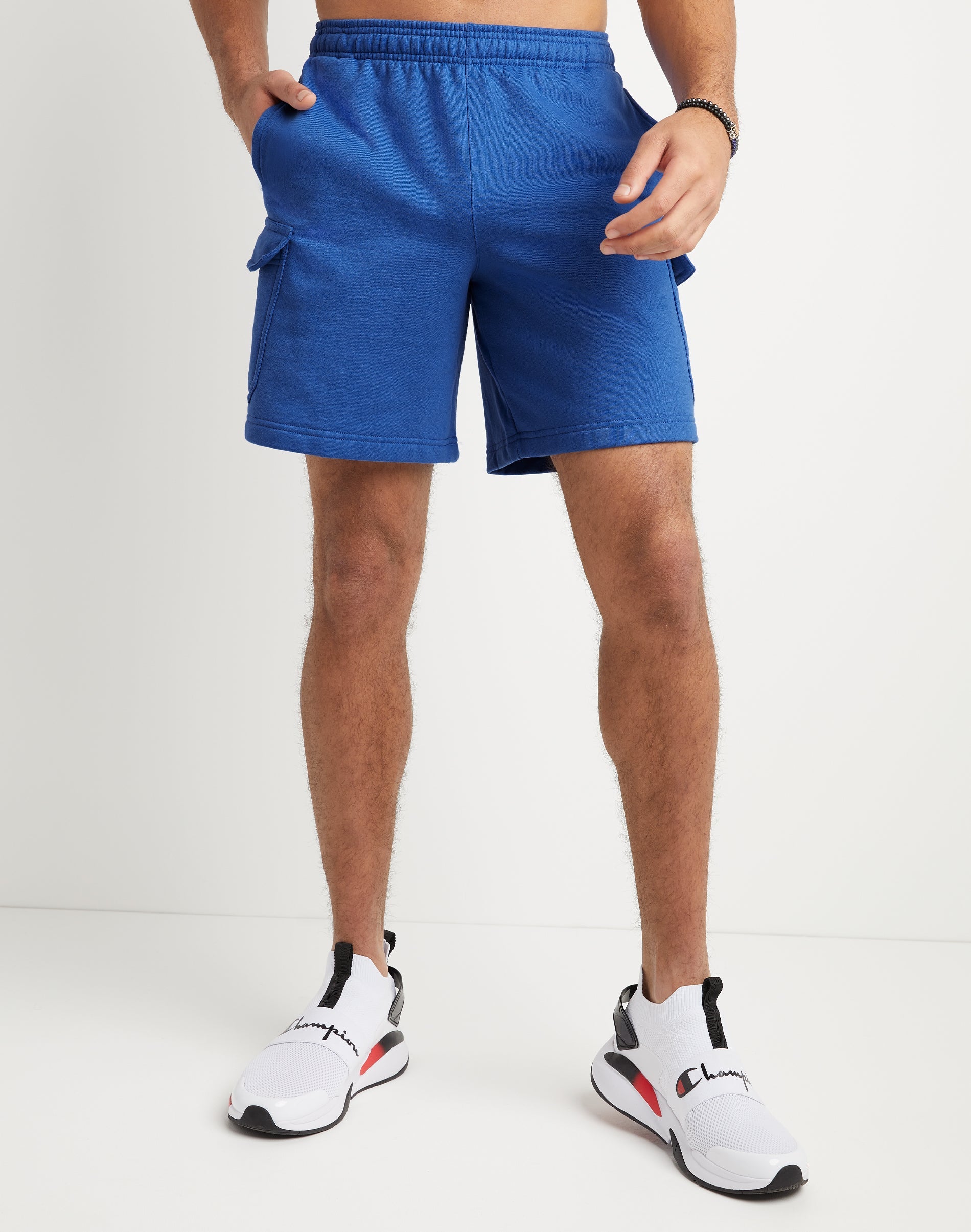 Champion Mens Mid Rise Workout Shorts Blue Large