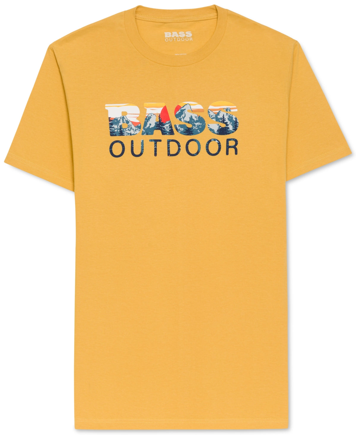 BASS OUTDOOR Mens Mountain Logo Short Sleeve T-Shirt Mustard XL