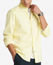 Tommy Hilfiger Men's Th Flex Oxford Custom Fit Bright Yellow Shirt Medium