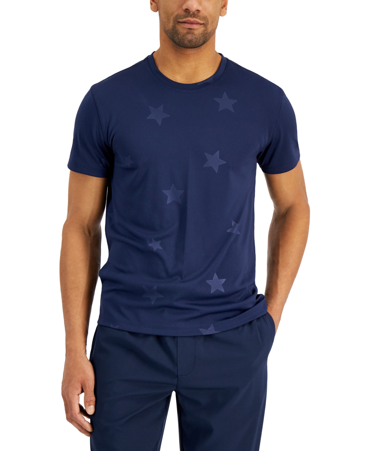 Id Ideology Mens Embossed Star Graphic T shirt Blue 3XL