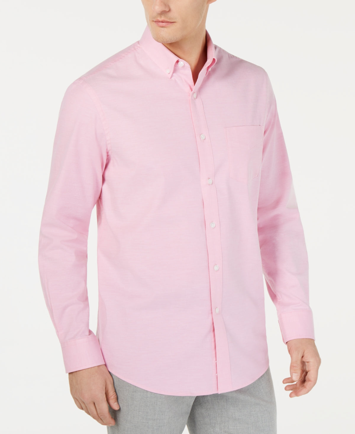 Club Room Men's Solid Stretch Oxford Shirt Pink Sky XL