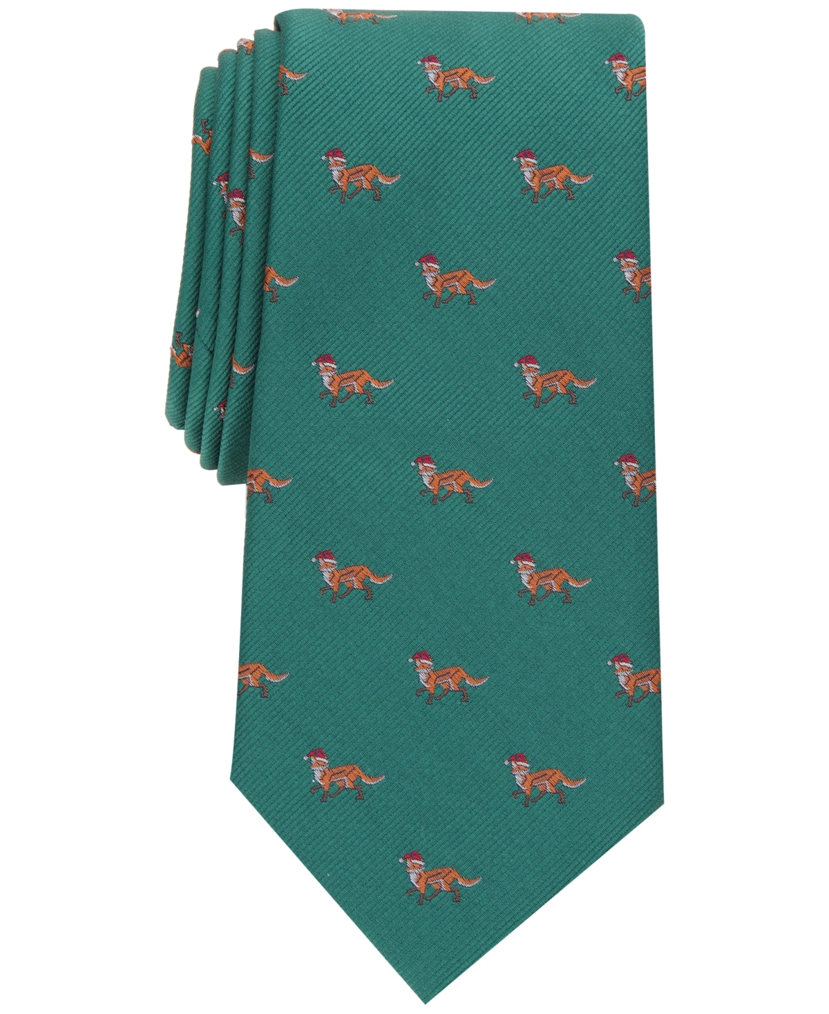 Club room Men's Green Holiday Fox Slim Tie