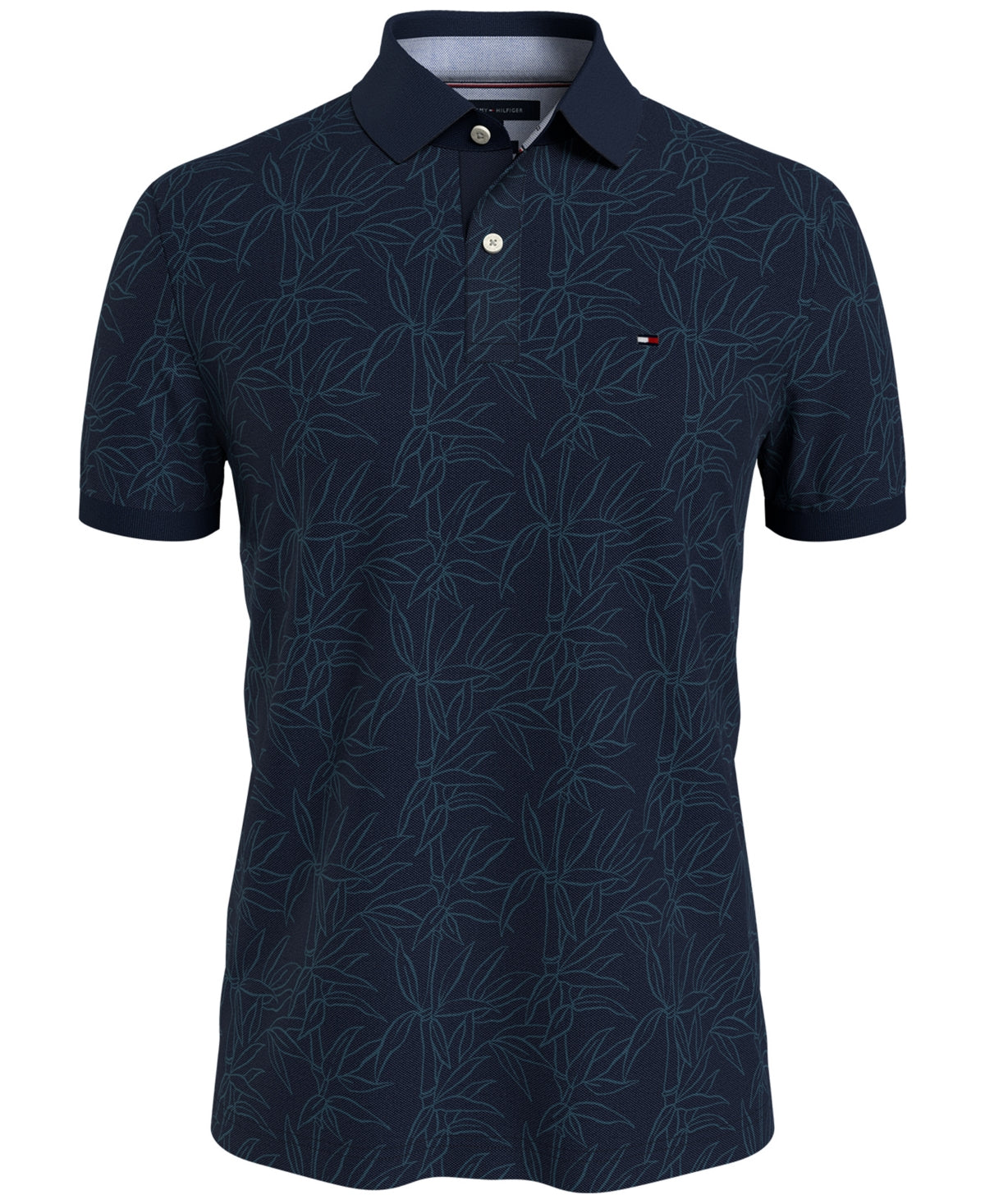 Tommy Hilfiger Men's Tonal Bamboo Polo Navy Small