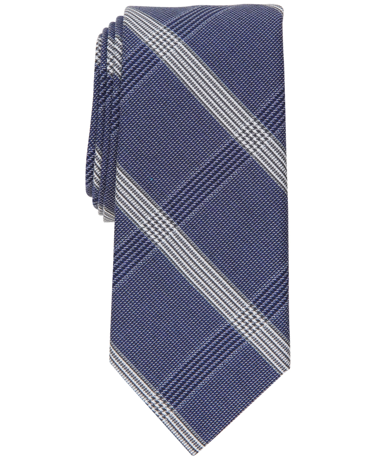 Alfani Mens Bermudo Plaid Tie Navy