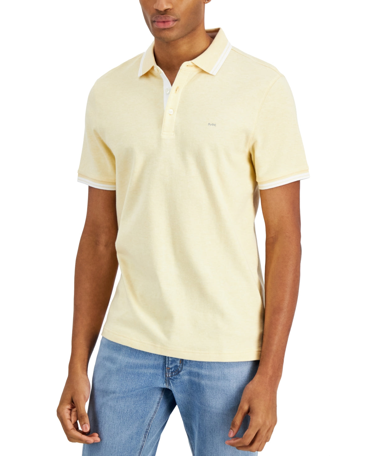 Michael Kors Men's Short Sleeve Polo Shirt Pale Yellow XL