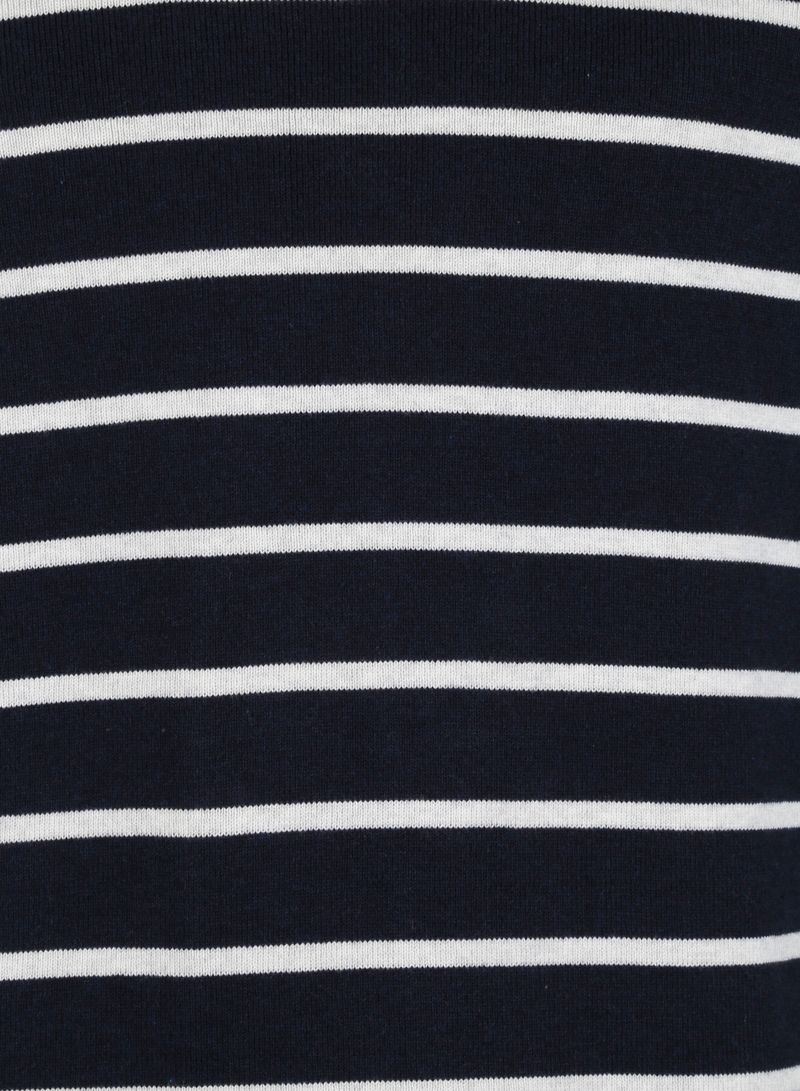 Barbour Mens Harbour Half Zip Sweater Navy Blue White Striped Large