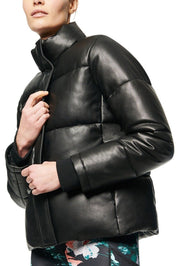 Marc New York Womens Faux-Leather Puffer Coat XL Black