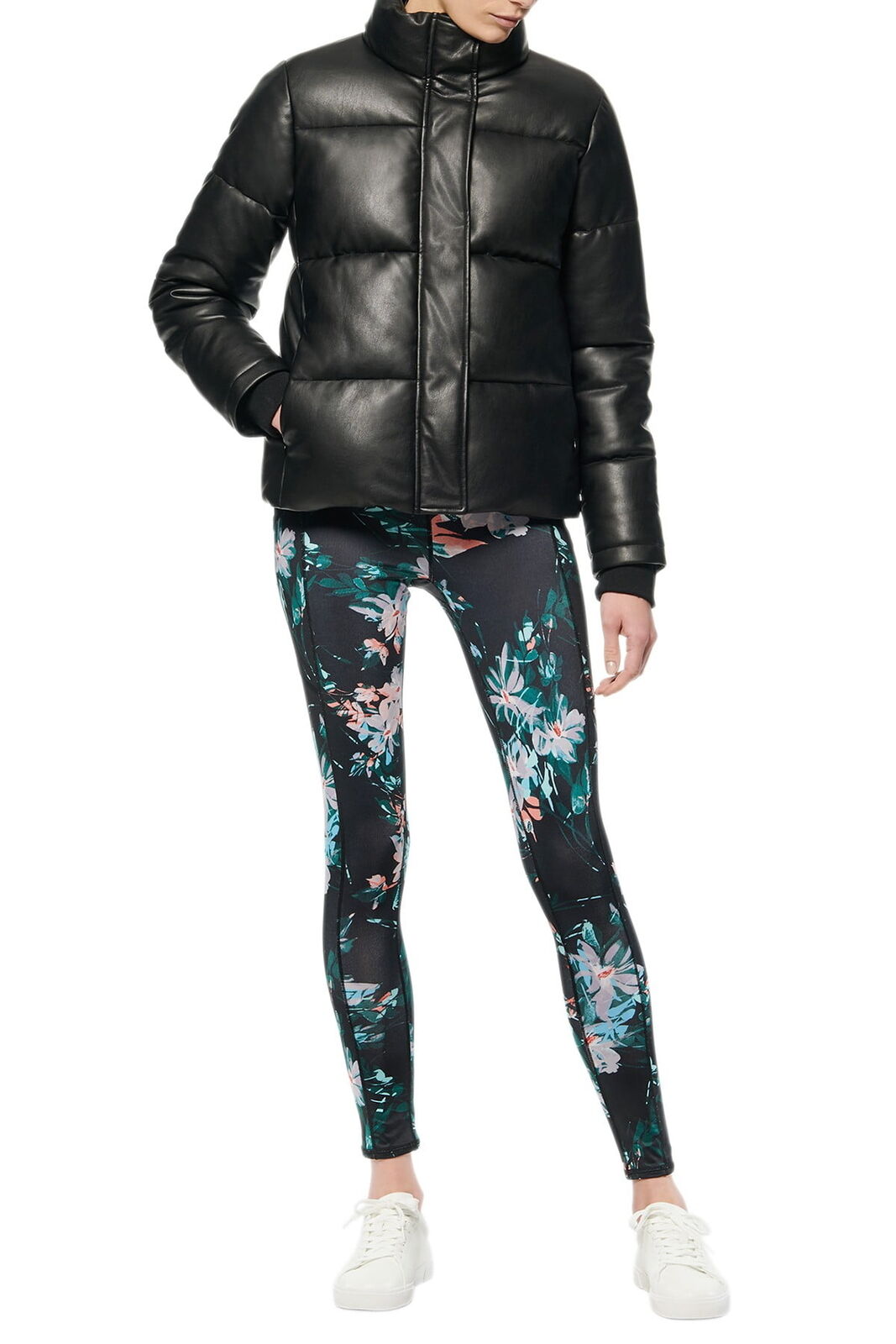 Marc New York Womens Faux-Leather Puffer Coat XL Black